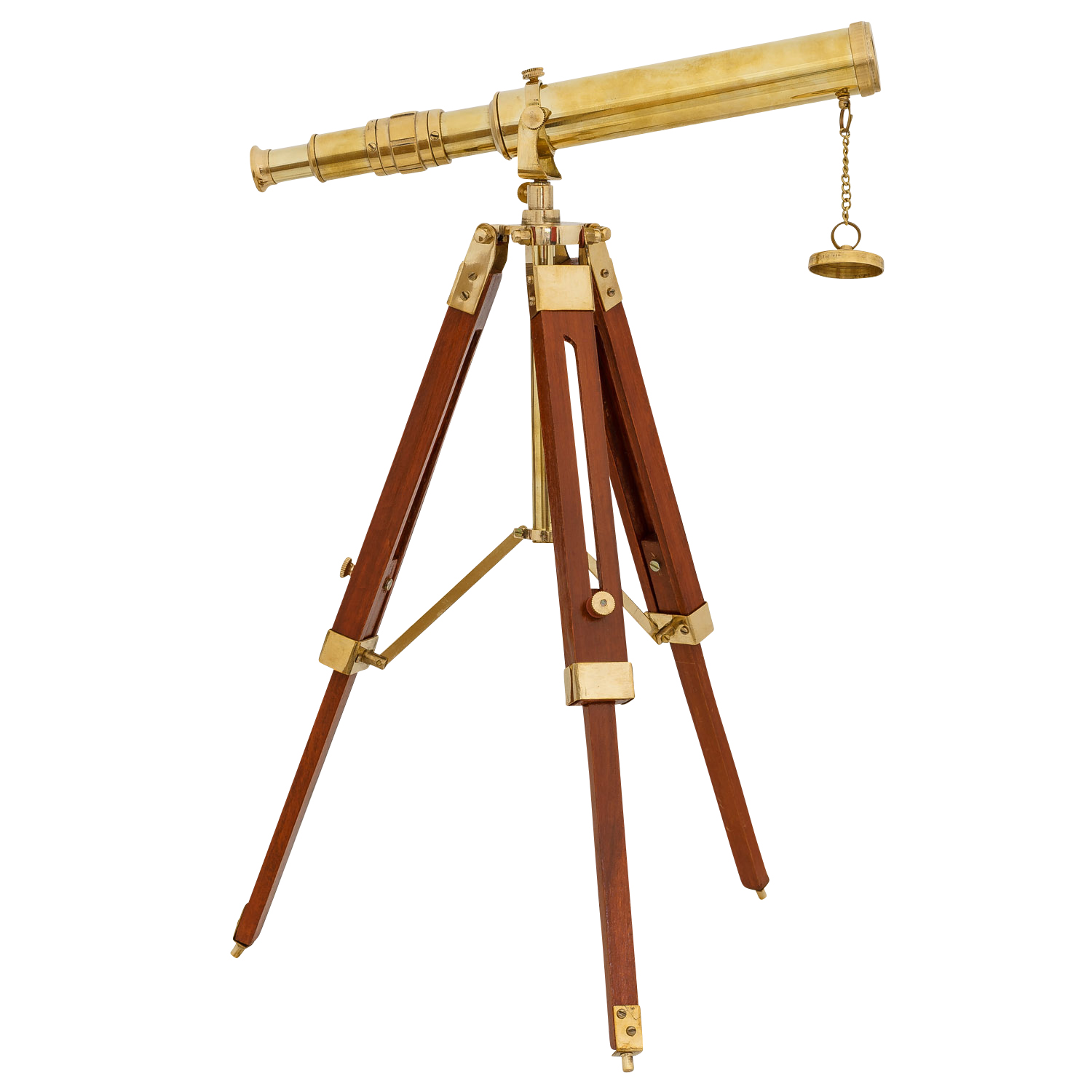 Antik Fernrohr Teleskop Altmessing Leder ausziehbar auf 50 cm Holzbox 