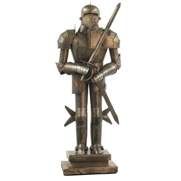 Ritter mit Lanze Schild Modell Skulptur Figur Metall Rüstung Antik-Stil - 46cm