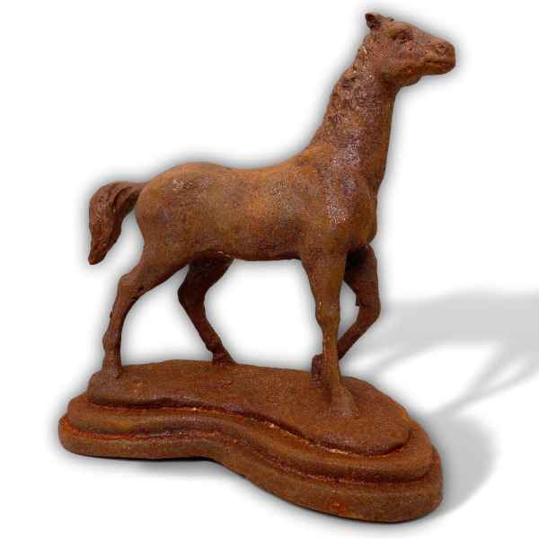 Skulptur Pferd Statue Figur Eisen Rost Garten Dekoration 31cm Antik-Stil