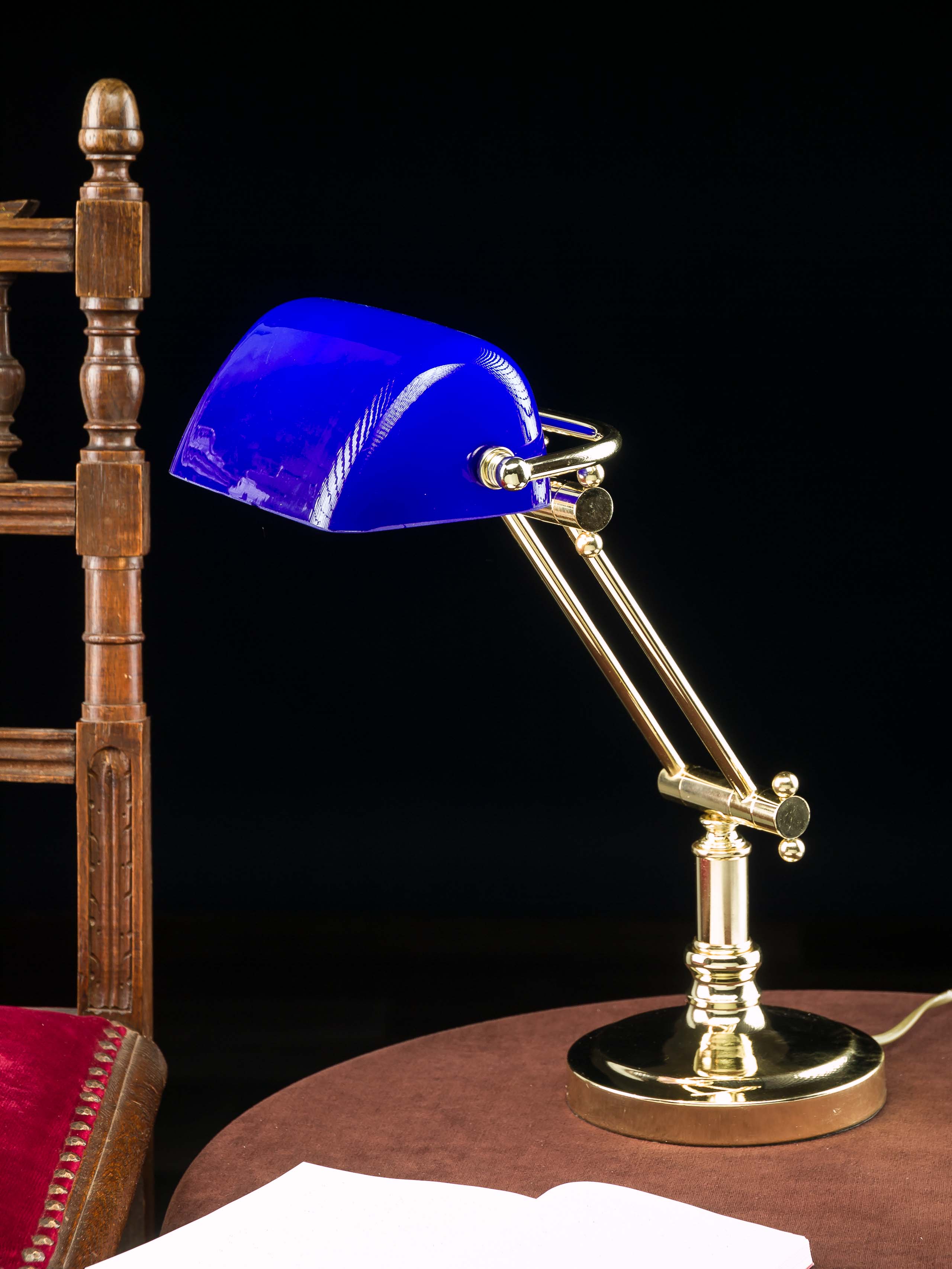 Bankerslamp Table Lamp Banker Lamp Brass Desk Lamp Blue Aubaho