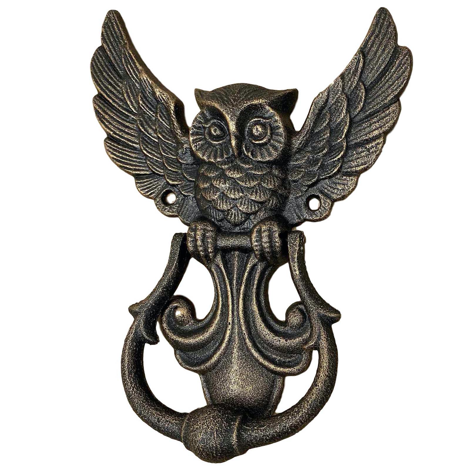 antikas   Haute Qualité heurtoir de porte Chouette heurtoir de Maison Portes en fonte Antique Bronze laqué 