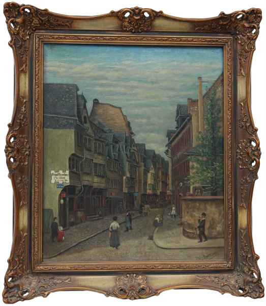 Ölgemälde Antik Gemälde H. Dörsam Apotheke Klug Altstadt Frankfurt am Main