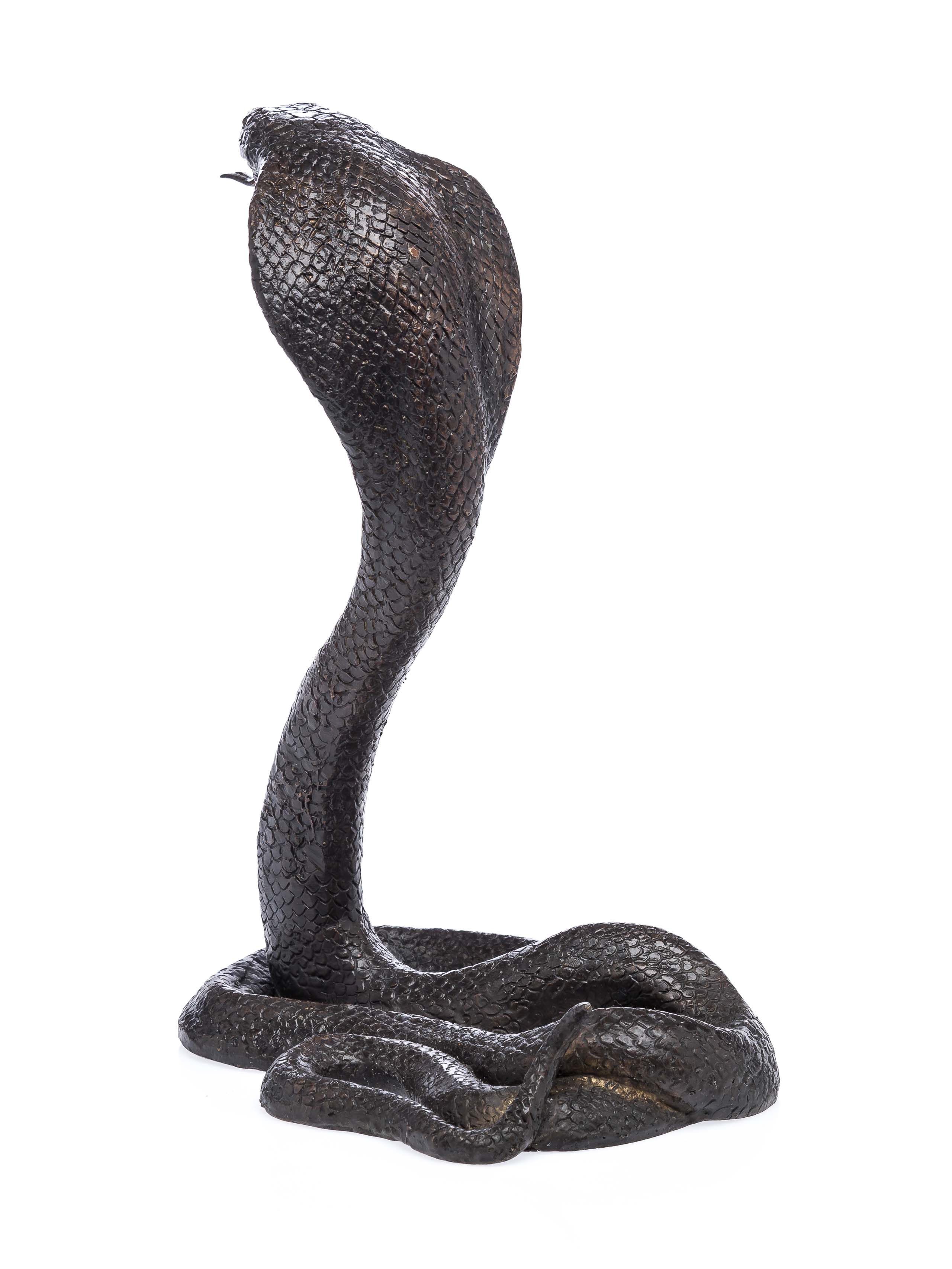 Bronzeskulptur Bronze Skulptur Schlange Kobra Cobra Statue Bronzefigur 28cm 