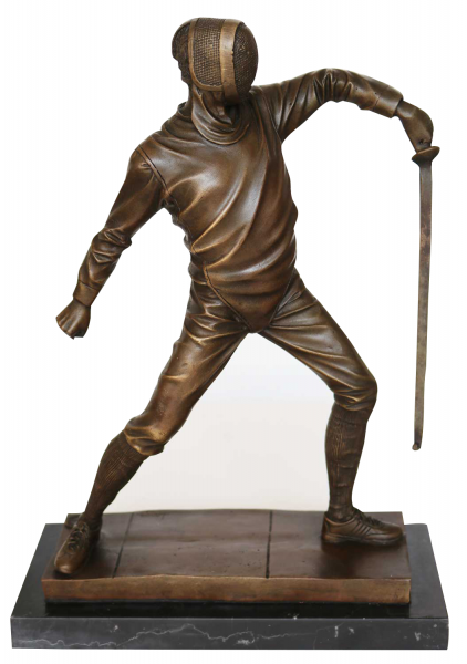 Bronzeskulptur Fechter Fechten Sport im Antik-Stil Bronze Figur Statue 31cm