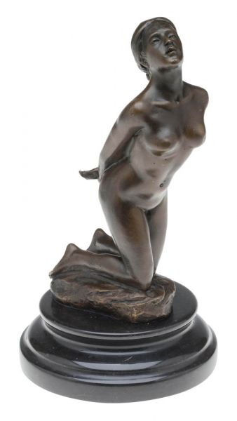 Bronze Frau Erotik kniende Bronzefigur Bronzeskulptur Figur antik Stil nude
