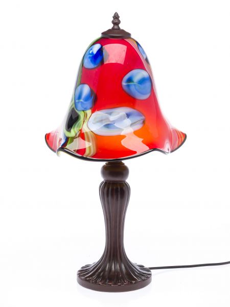 Tischlampe Lampe Glas Glasschirm im Murano Stil 61cm rot glass table lamp red