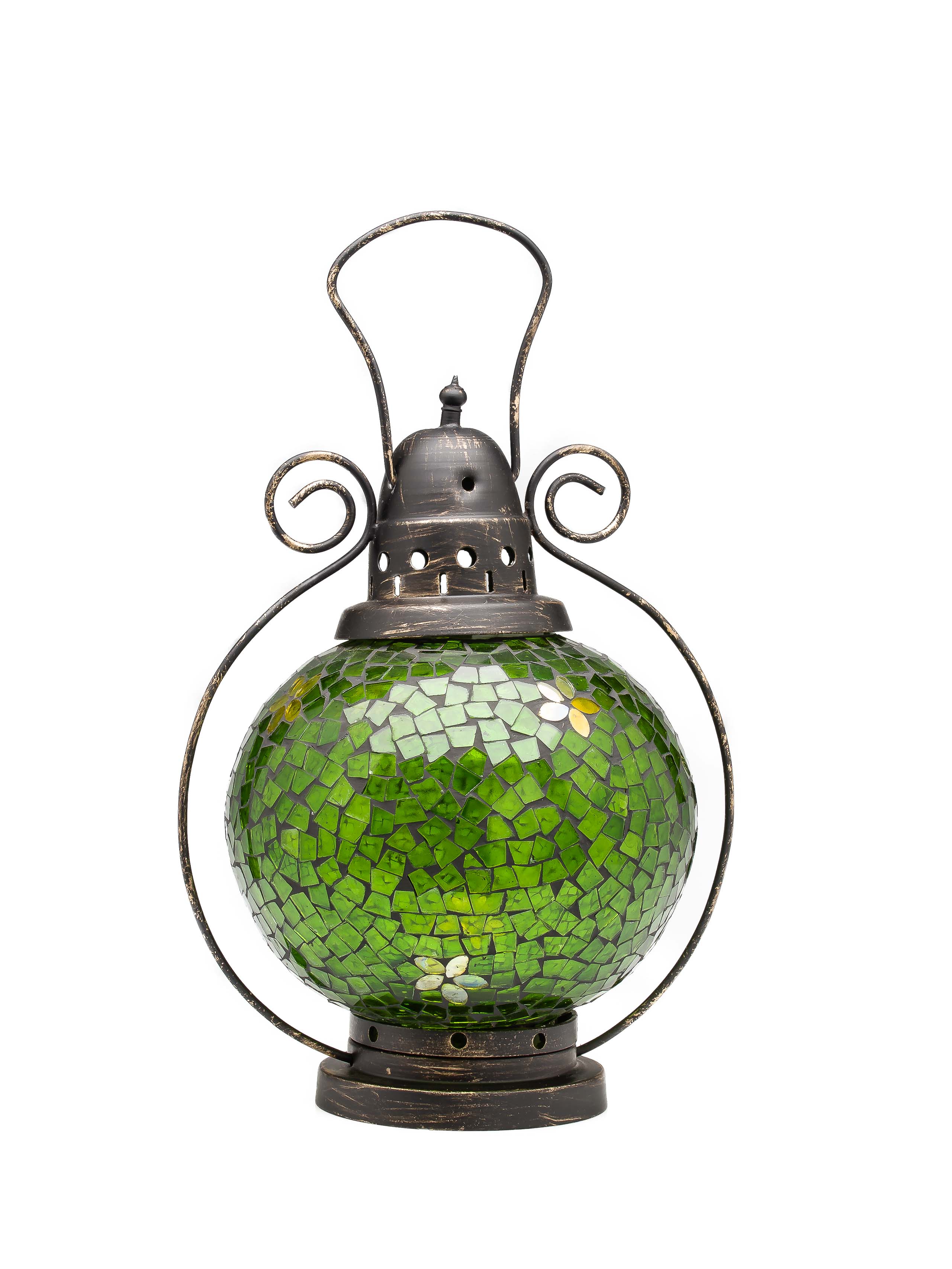 Dicteren Vroeg insect Windlicht lantaarn lamp theelicht tuin terras huis glas glas in lood groen  31cm | Nederland