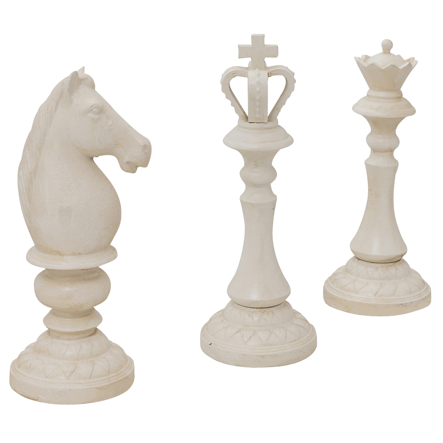 6x Einzigartige Keramik Schachfigur Pferd Königin Kunst Ornament  Dekor Schwarz