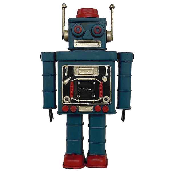 Retro Roboter Metall Blechroboter 27cm Dekoration Blech Antik-Stil vintage blau