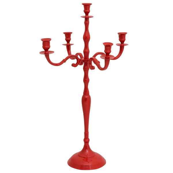 Kerzenhalter Kerzenständer 5-armig Aluminium rot Antik-Stil 78cm