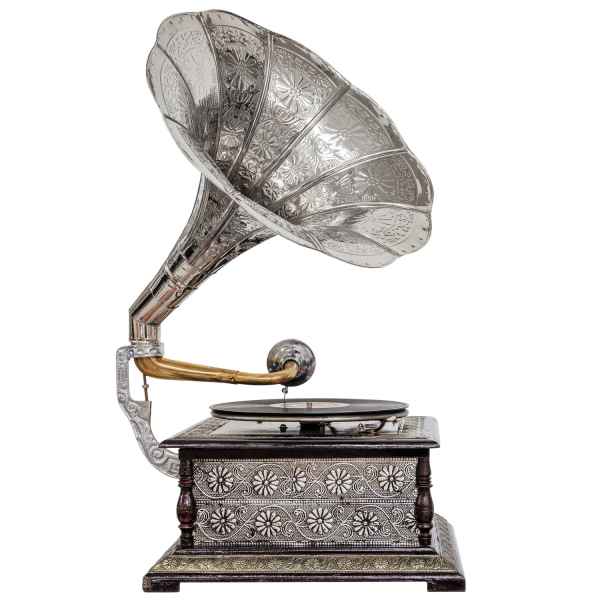 Grammophon Gramophone Dekoration Trichter Grammofon Messing Antik-Stil X04