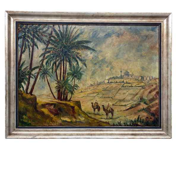 Gemälde Ölgemälde Antik M.Brückner Motiv Ansicht von Jerusalem