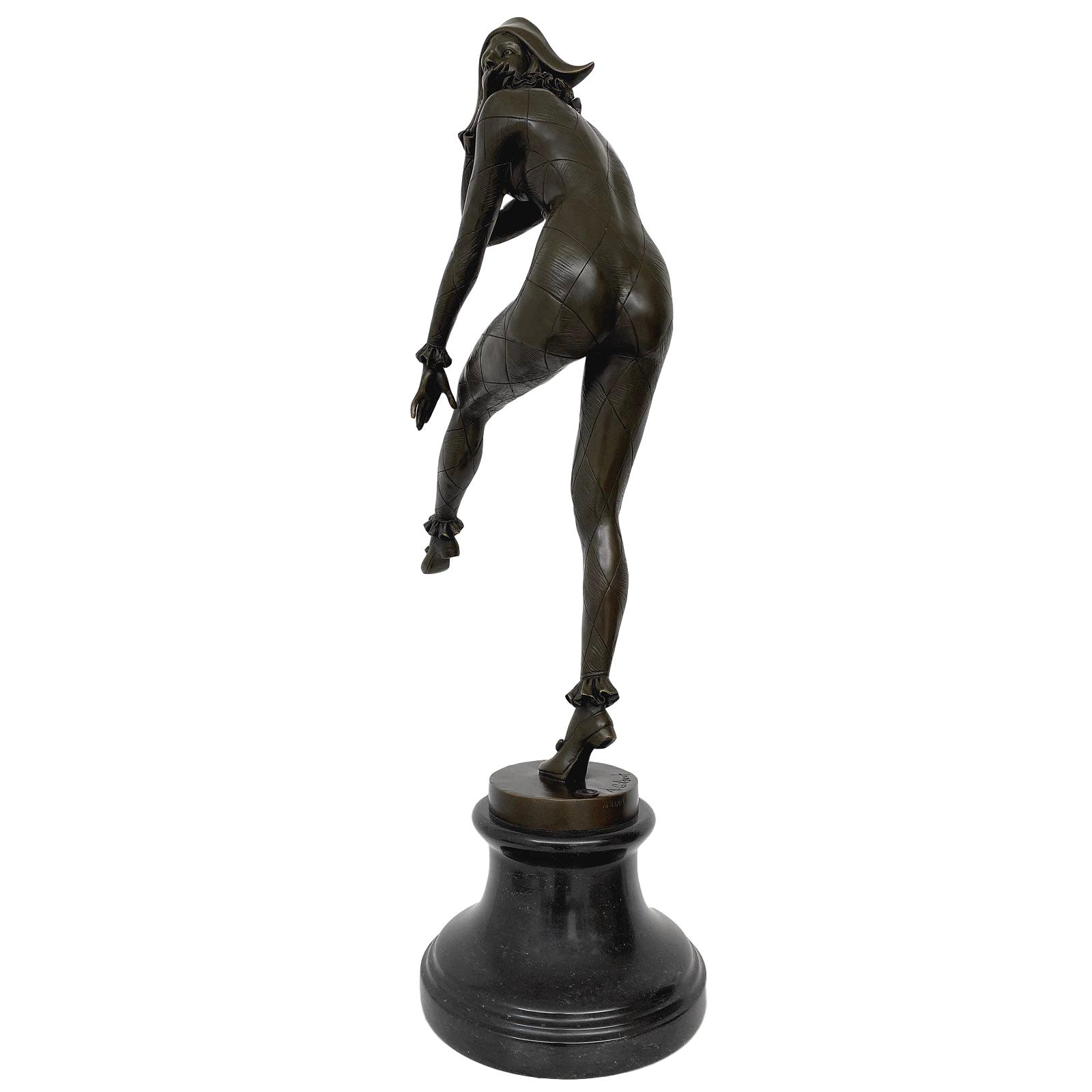 Bronzeskulptur Harlekin Frau nach Alfred Gilbert Bronze Figur 72cm Replik Kopie 