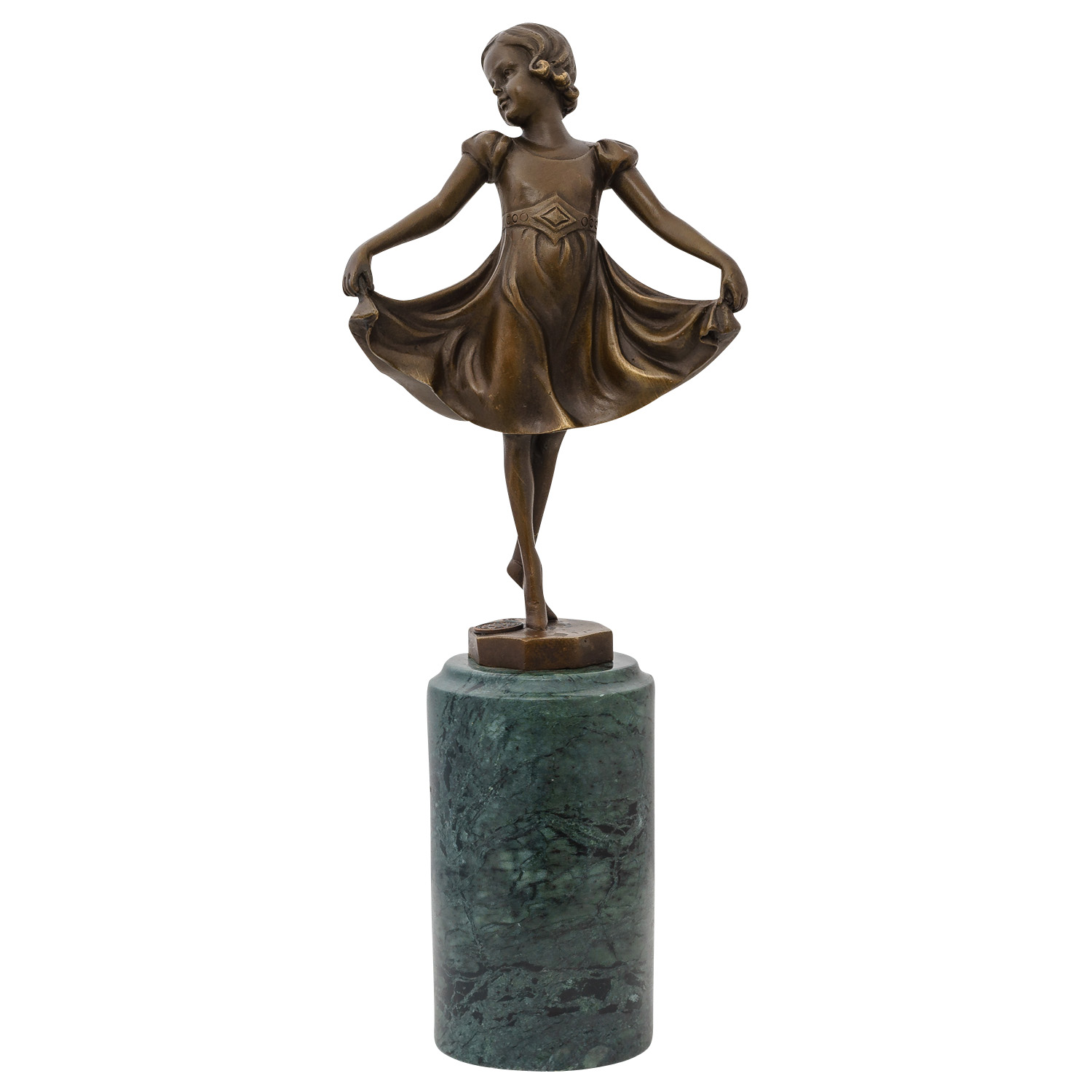 Bronze Skulptur antik Stil nach Ferdinand Preiss Angel Fisch angeln fishing girl 