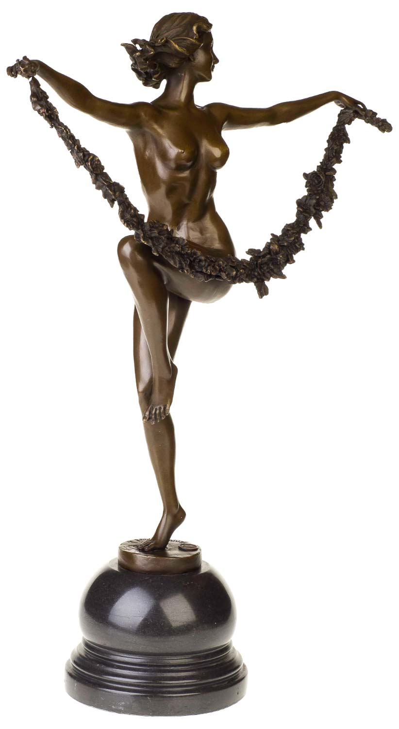 Bronzeskulptur Tänzerin mit Ring Artdeco Bronze Figur Skulptur 54cm sculpture 