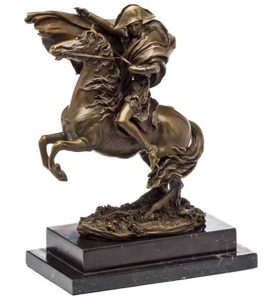 Bronzestatue Napoleon mit Pferd im antik Stil auf Steinplinthe befestigt