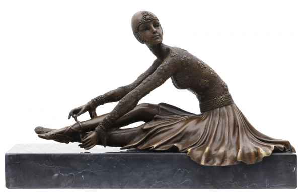 Bronzeskulptur Bronze Figur Tänzerin nach Chiparus Skulptur Antik-Stil Replik 