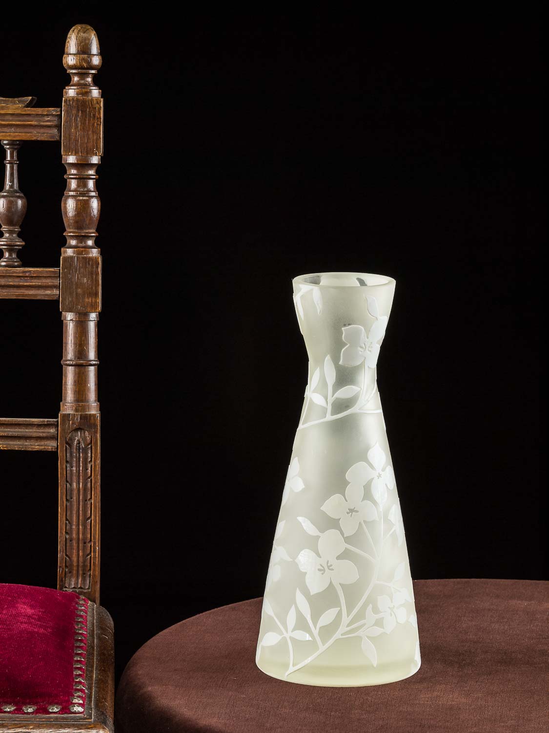 Glasvase Glas Blumen Vase Antik-Stil 35cm Tischvase im Stil des Nancy Jugendstil 