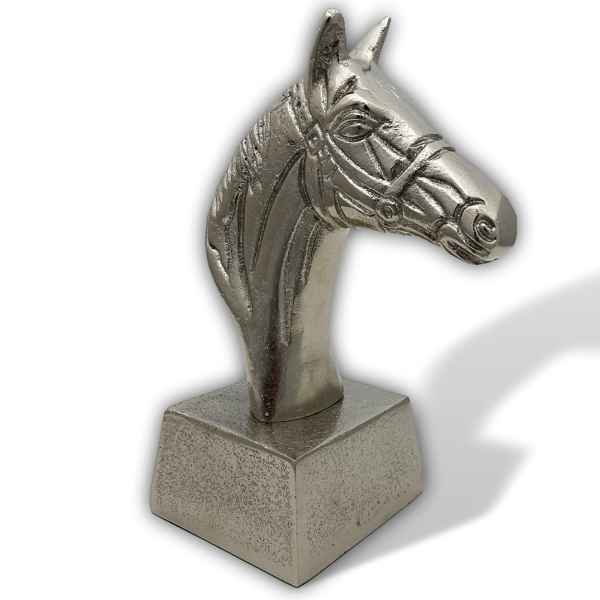 Skulptur Pferd 19cm Büste Pferdekopf Statue Figur Aluminium Antik-Stil
