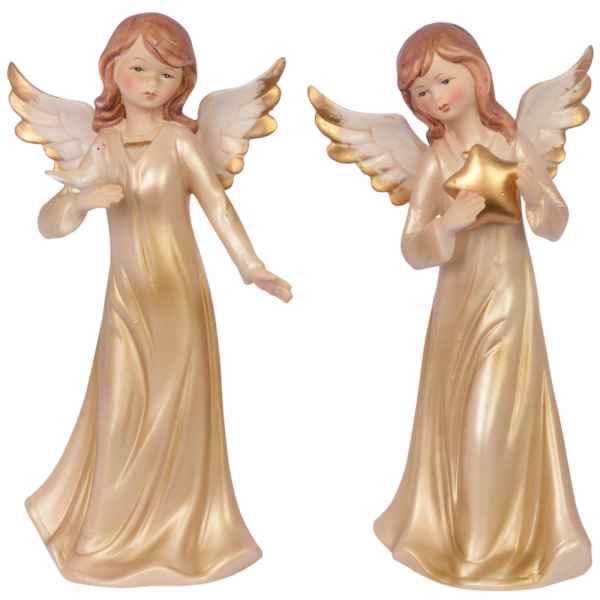 2 Engel Figur Weihnachten Weihnachtsengel Dekoration Porzellan 24cm Antik-Stil