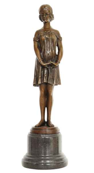 Bronzeskulptur Bronze Figur junge Verführerin nach Chiparus Antik-Stil Replik