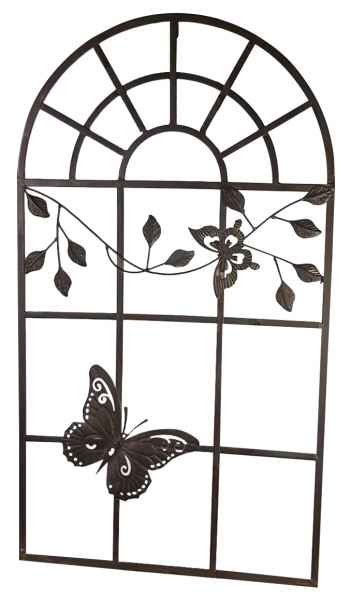 Nostalgie Stallfenster Fenster Metall Rahmen Schmetterling Antik-Stil braun 97cm