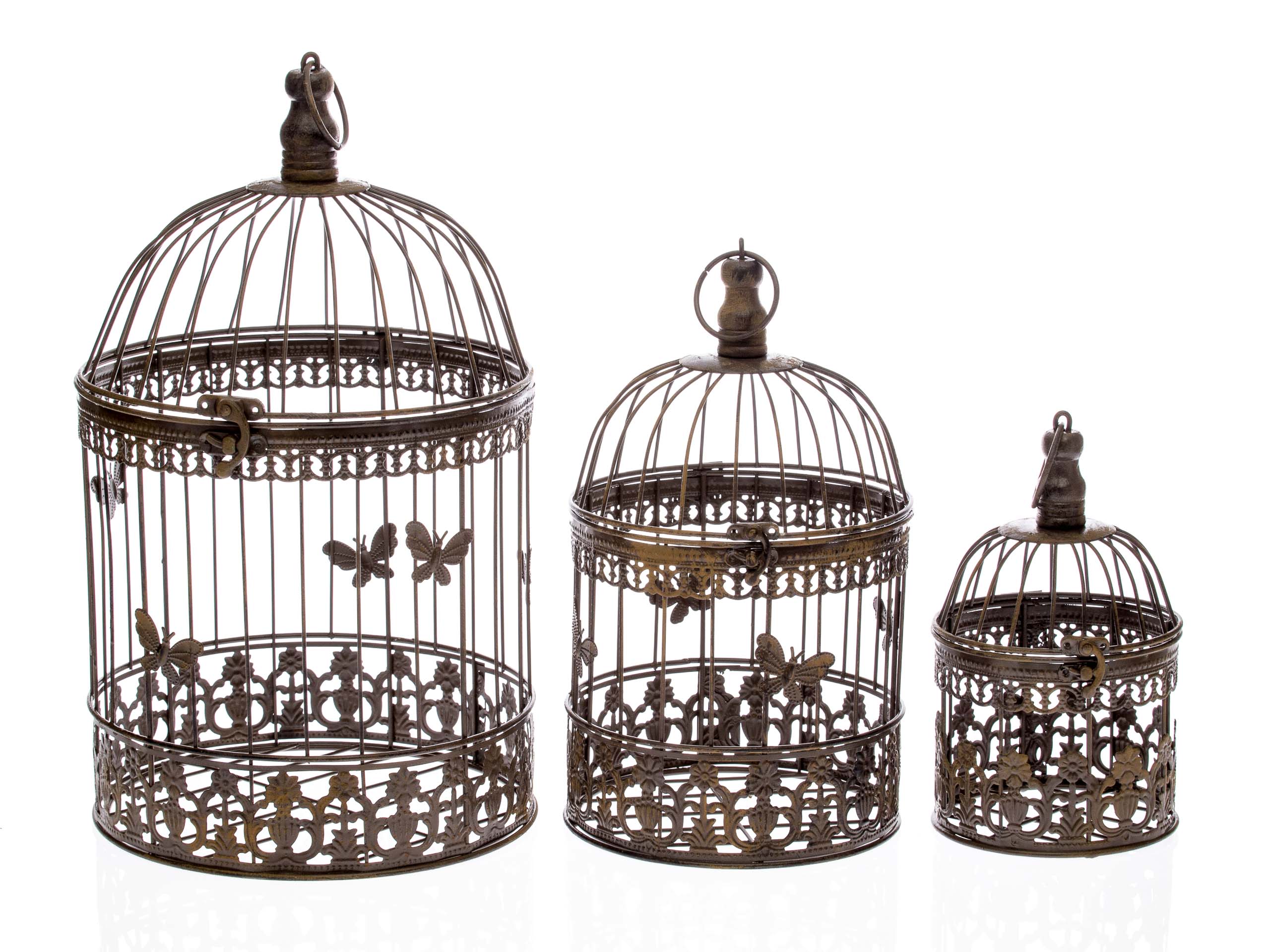 2er Set Dekokäfig gabbia per uccelli pflanzkäfig antico paese casa stile metallo Gartendeko 