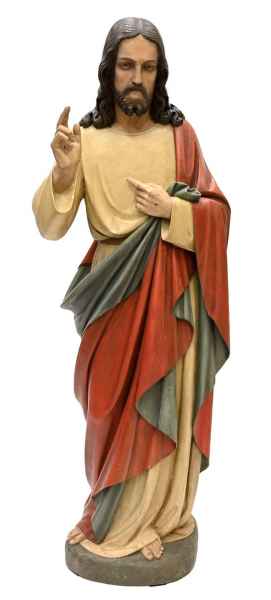 165cm Holzskulptur Antik Skulptur Jesus Heiligenfigur Kirche Gustav Angelo Venth