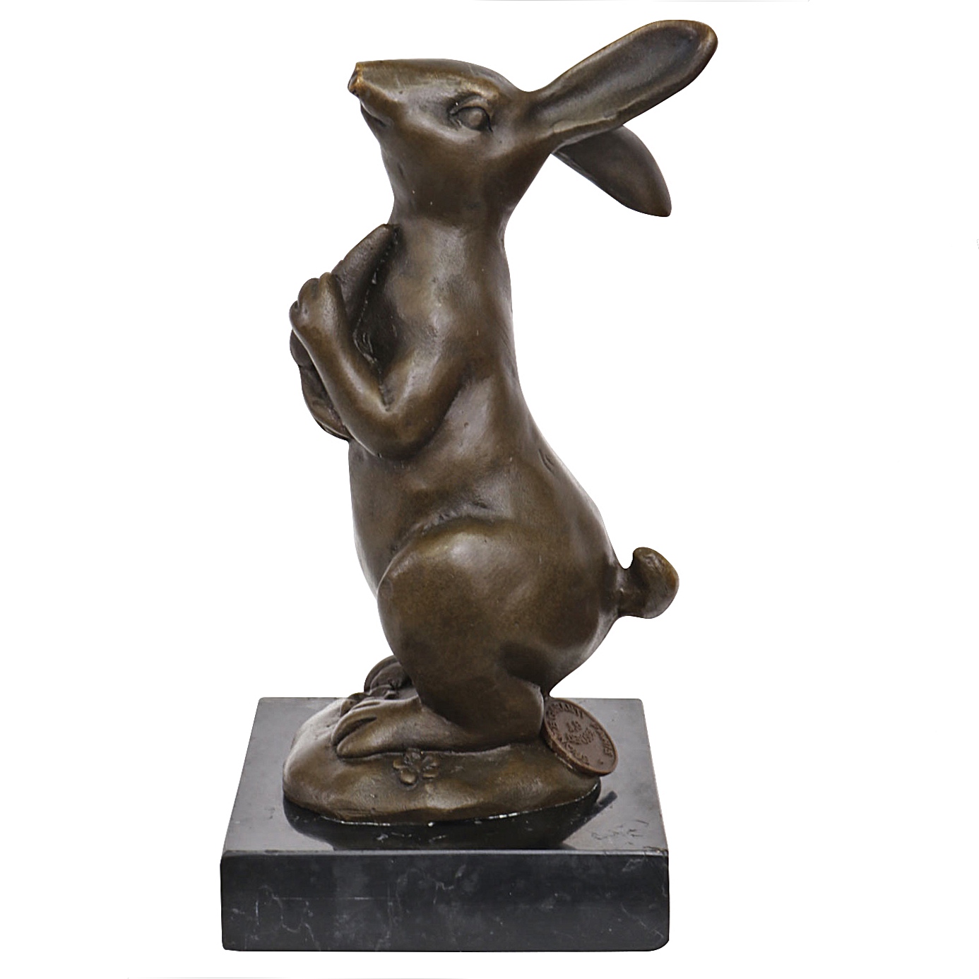 Skulptur Figur Bronze teilpoliert liegender Hase