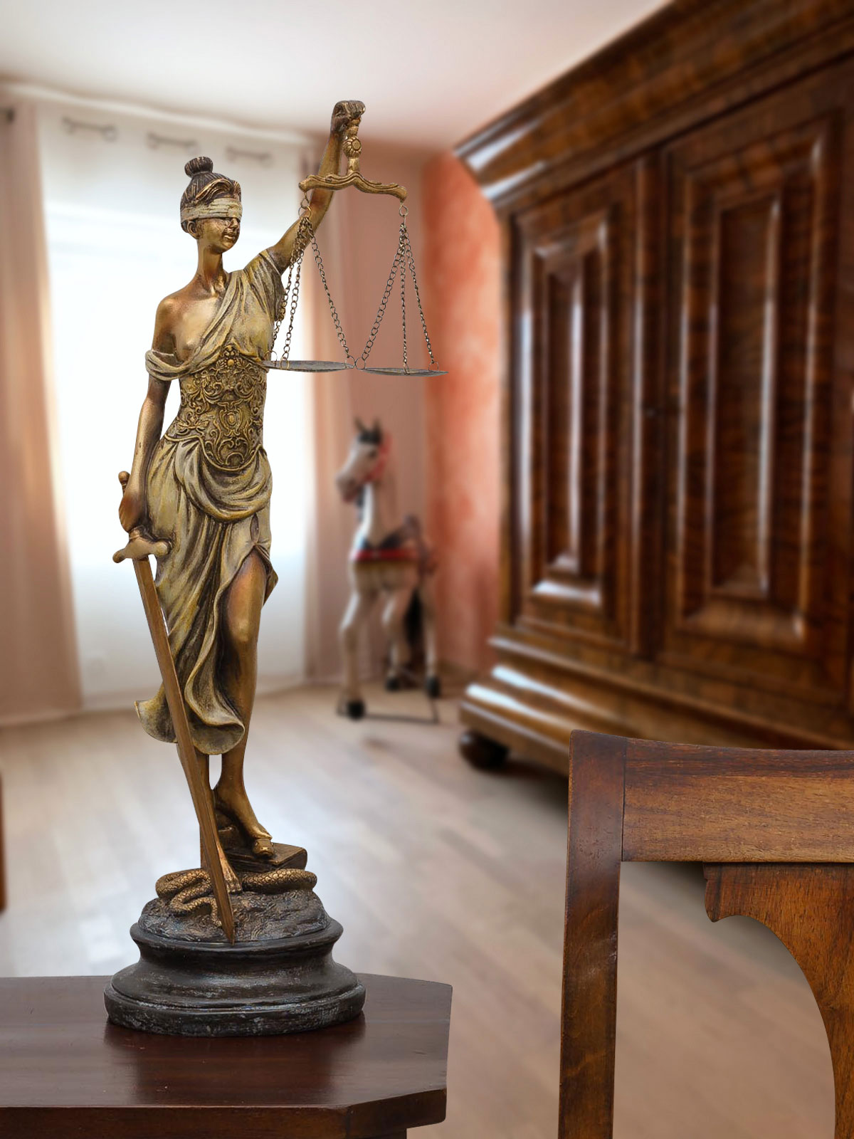 Skulptur Justitia Göttin der Gerechtigkeit Figur im Antik-Stil 53cm 