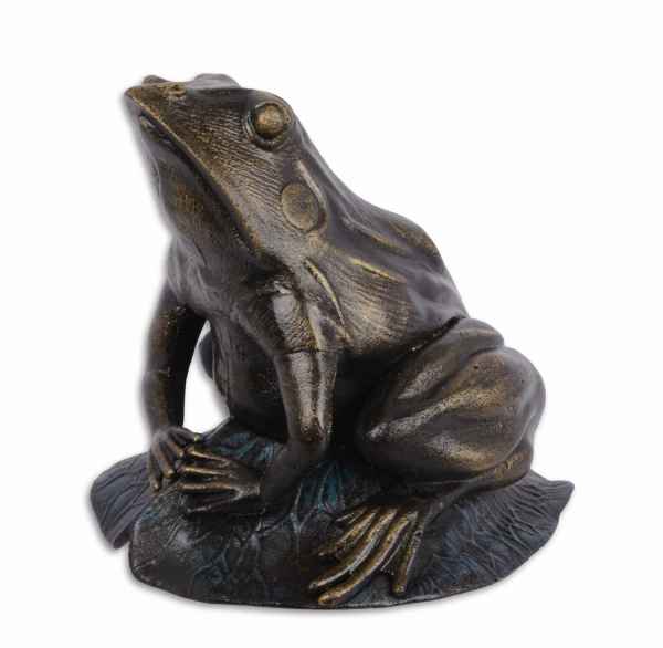 Eisenfigur Frosch auf Lotus Figur Skulptur Eisen Antik-Stil 25cm