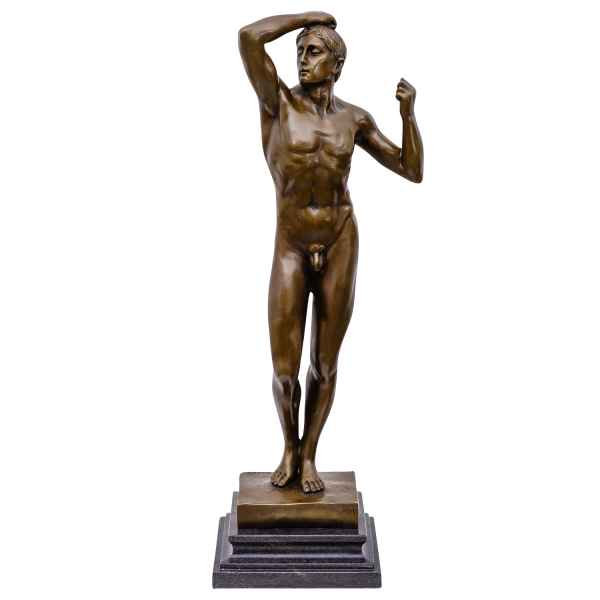 Bronzeskulptur erotische Kunst nach Rodin Bronze Akt Mann Figur Skulptur 47cm