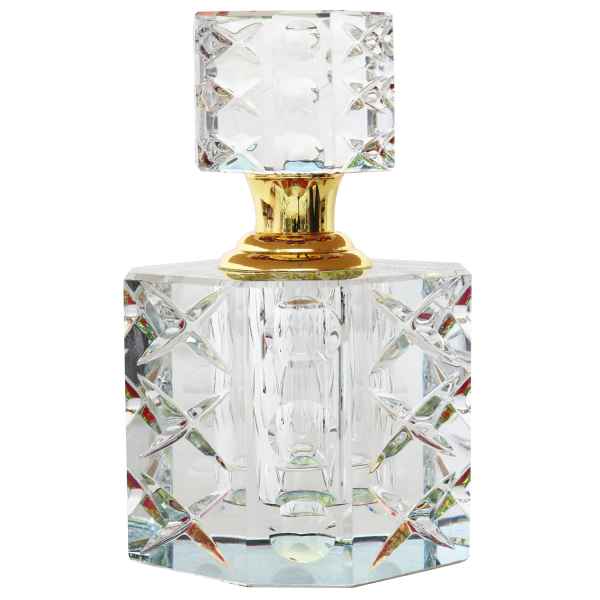 Geschliffener Glas Flakon im Antik-Stil Parfum Kristallglas Flacon 11cm (c)