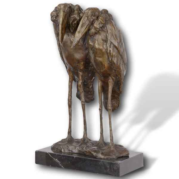 Bronzefigur Marabus Vögel Störche Bronze Statue Skulptur 36cm Antik-Stil