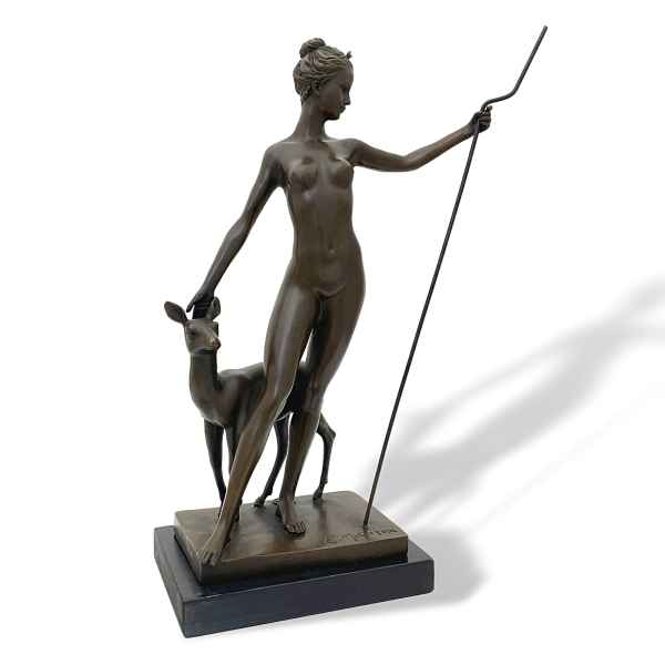 Bronzefigur Diana Göttin derJagd Bronze Skulptur nach McCartan Antik-Stil Replik