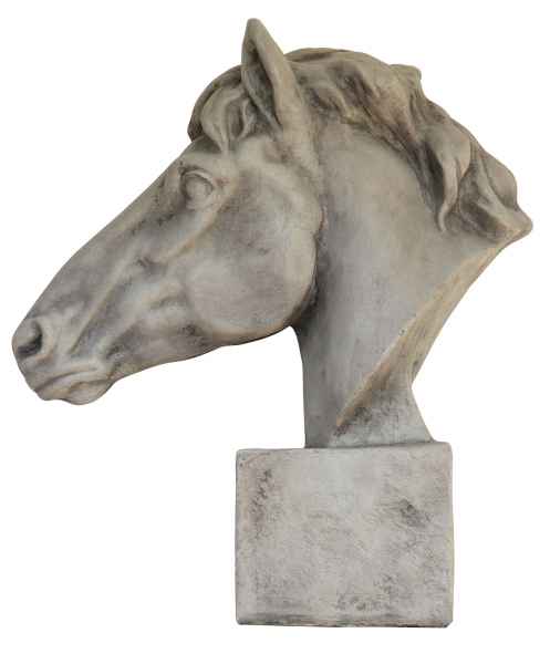 XL Pferdekopf Pferd Skulptur Figur Statue Garten Antik-Stil 64cm