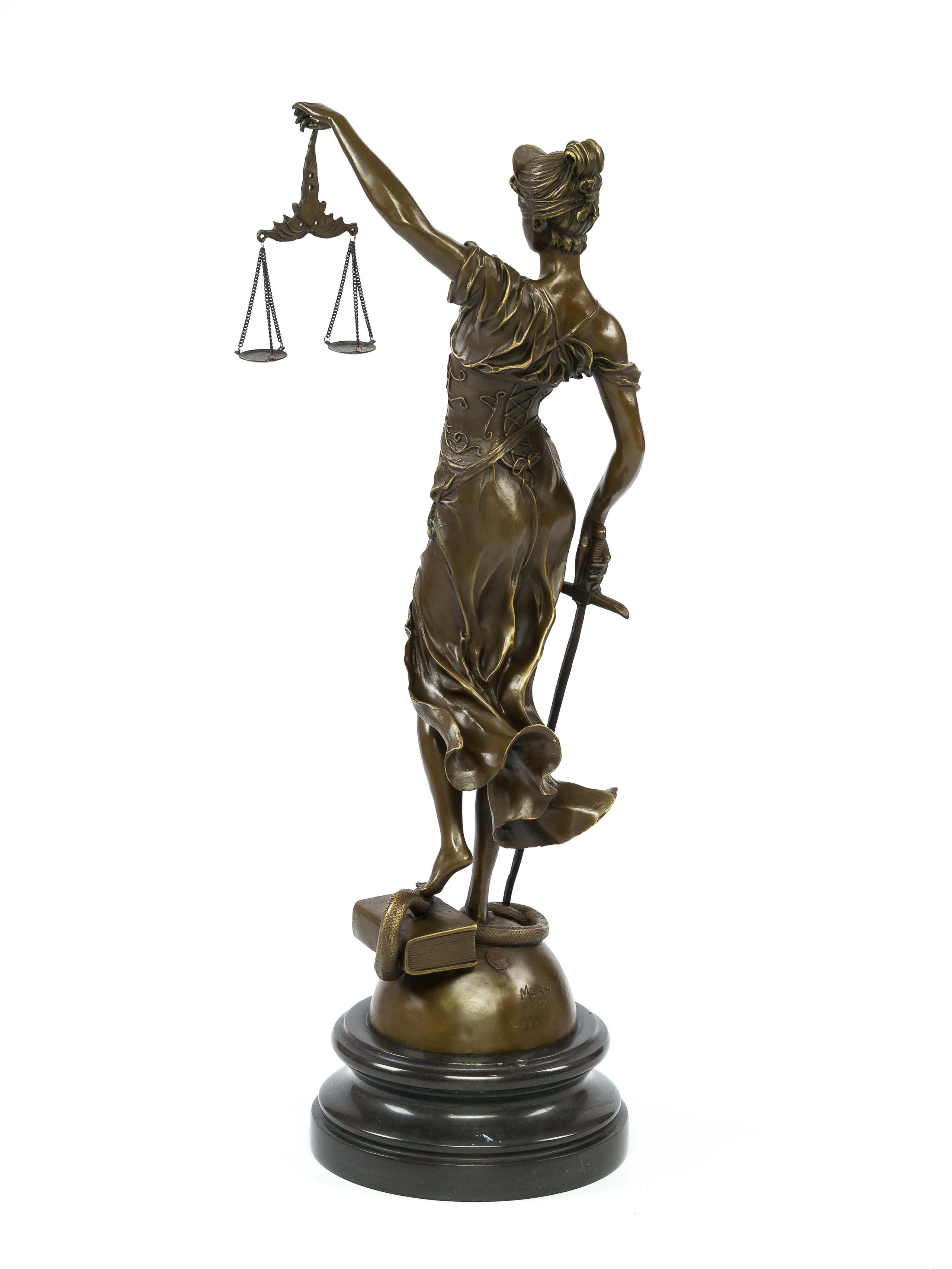 Bronzeskulptur Justitia Figur Bronze Göttin Justizia Recht Skulptur Mythologie 