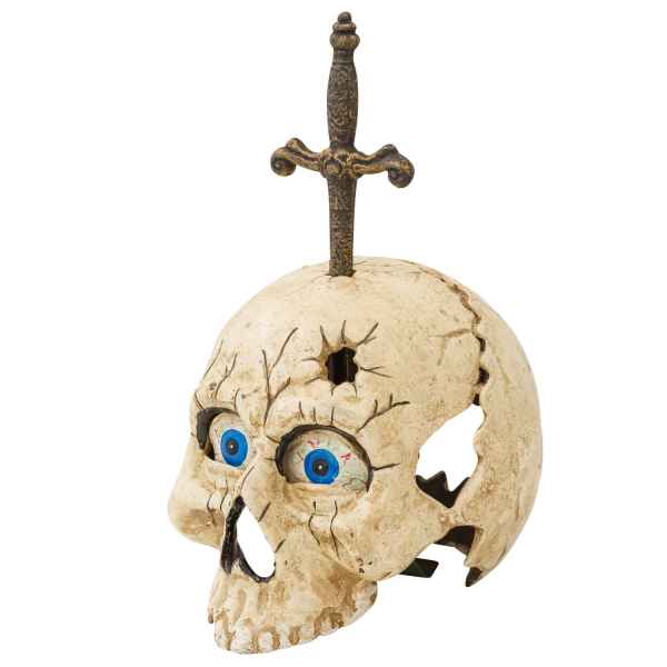 Totenkopf mit Brieföffner im Schädel Gothic Deko Gusseisen 20cm Antik-Stil
