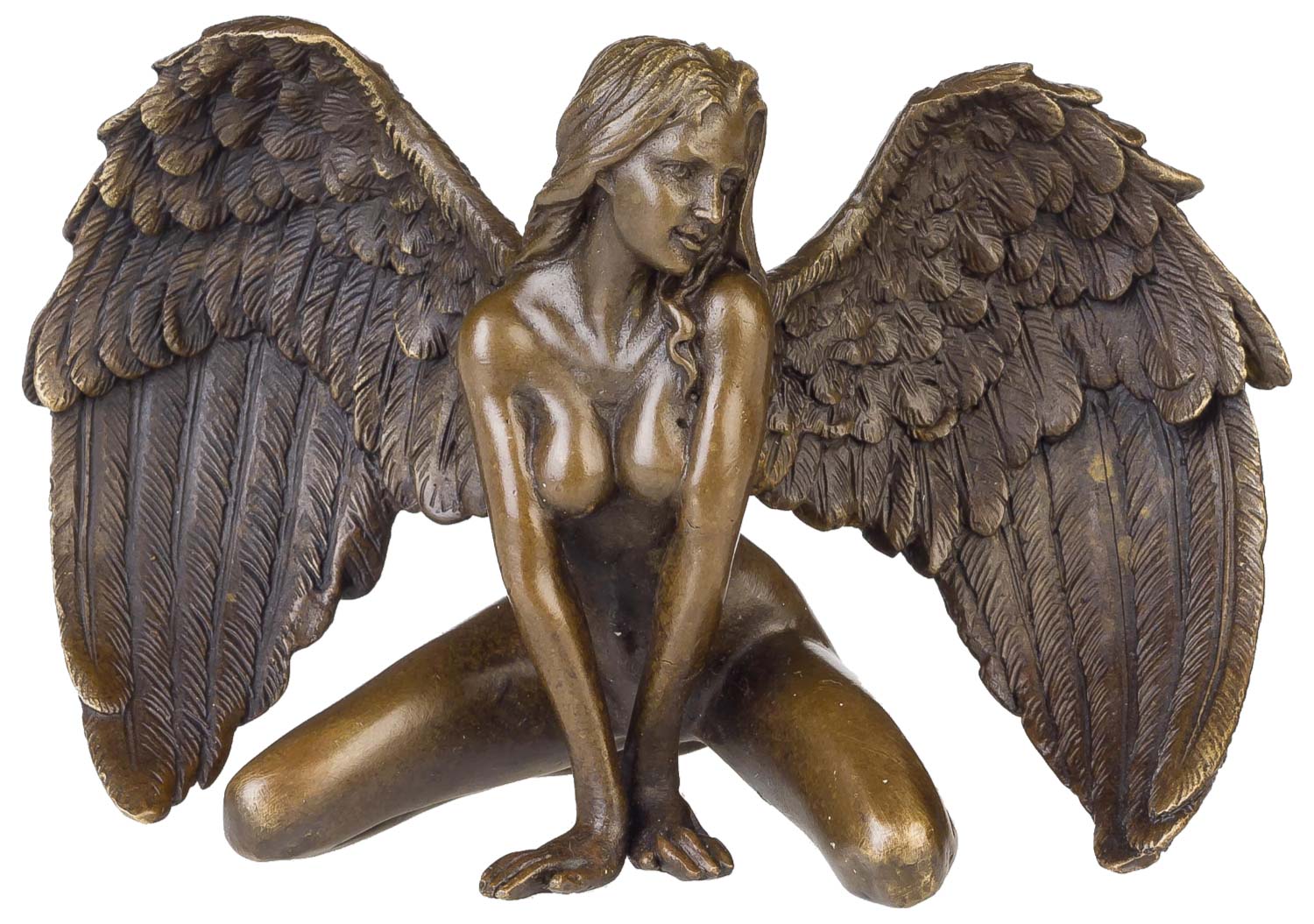 Bronzeskulptur Bronze Figur Bronzefigur Engel Akt Frau Skulptur Antik-Stil 