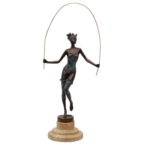 Bronzeskulptur Frau Springseil im Antik-Stil Bronze Figur Statue 35cm