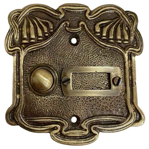 Klingel Türklingel Schelle Glocke Messing brüniert Jugendstil-Antik-Stil 8cm