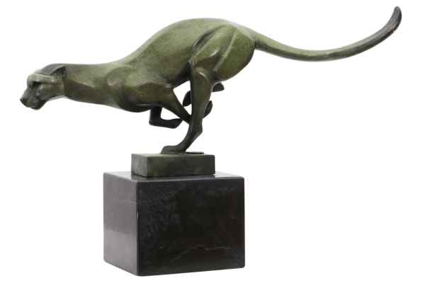 Bronzeskulptur Puma Raubkatze im Antik-Stil Bronze Figur Statue 30cm