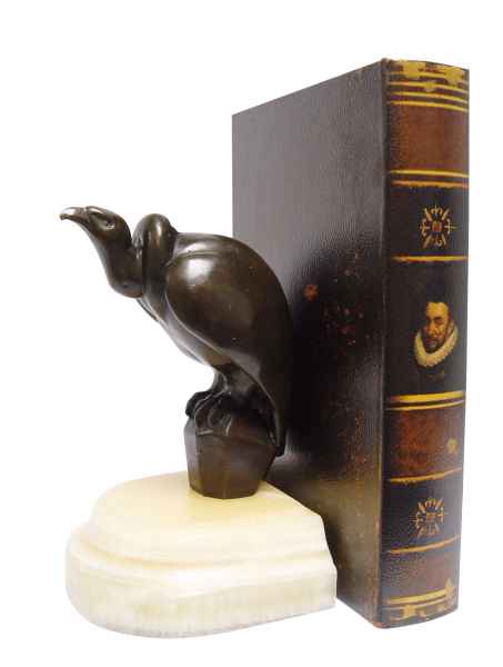 Bronzen sculptuur boekensteun giervogel in antieke stijl Bronzen figuur beeld 20cm