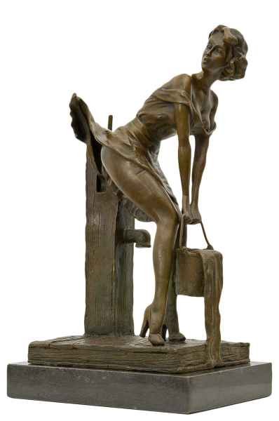 Bronzeskulptur Frau Wasser Brunnen im Antik-Stil Bronze Figur Statue 34cm