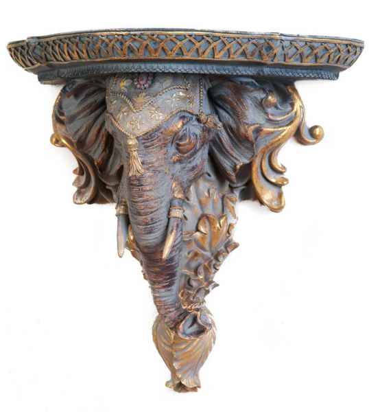 Elefant Konsole Regal Ablage Wandregal Wandkonsole im antik Stil Afrika Indien