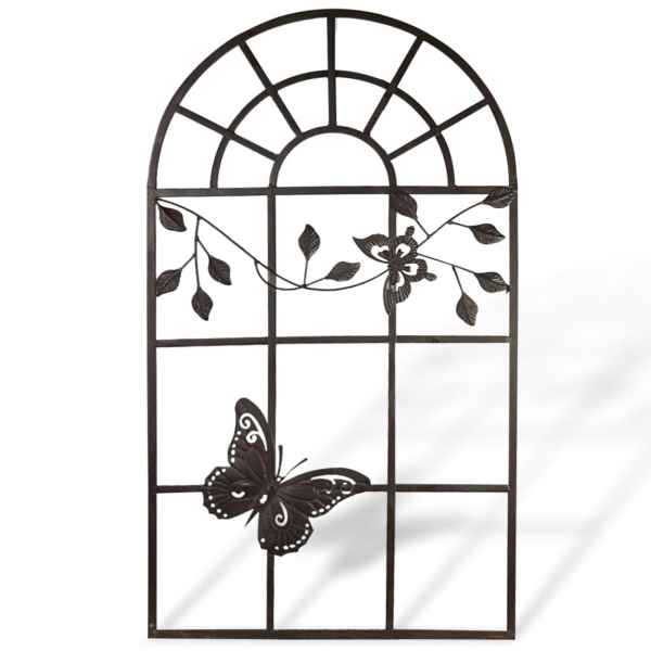 Nostalgie Stallfenster Fenster Metall Rahmen Schmetterling Antik-Stil braun 97cm
