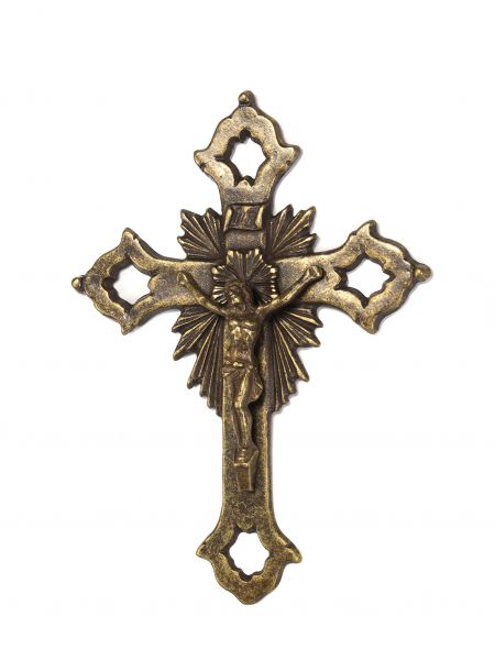 Kruzifix im Nostalgie anitk Stil Kreuz Eisen 29cm Jesus Eisen Deko iron cross