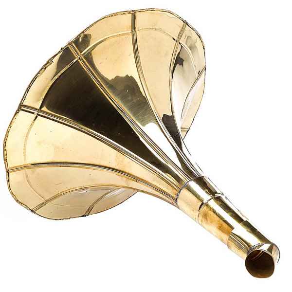 Hörrohr Hörmaschine Hörgerät goldfarben Signalhorn Deko 40cm Antik-Stil