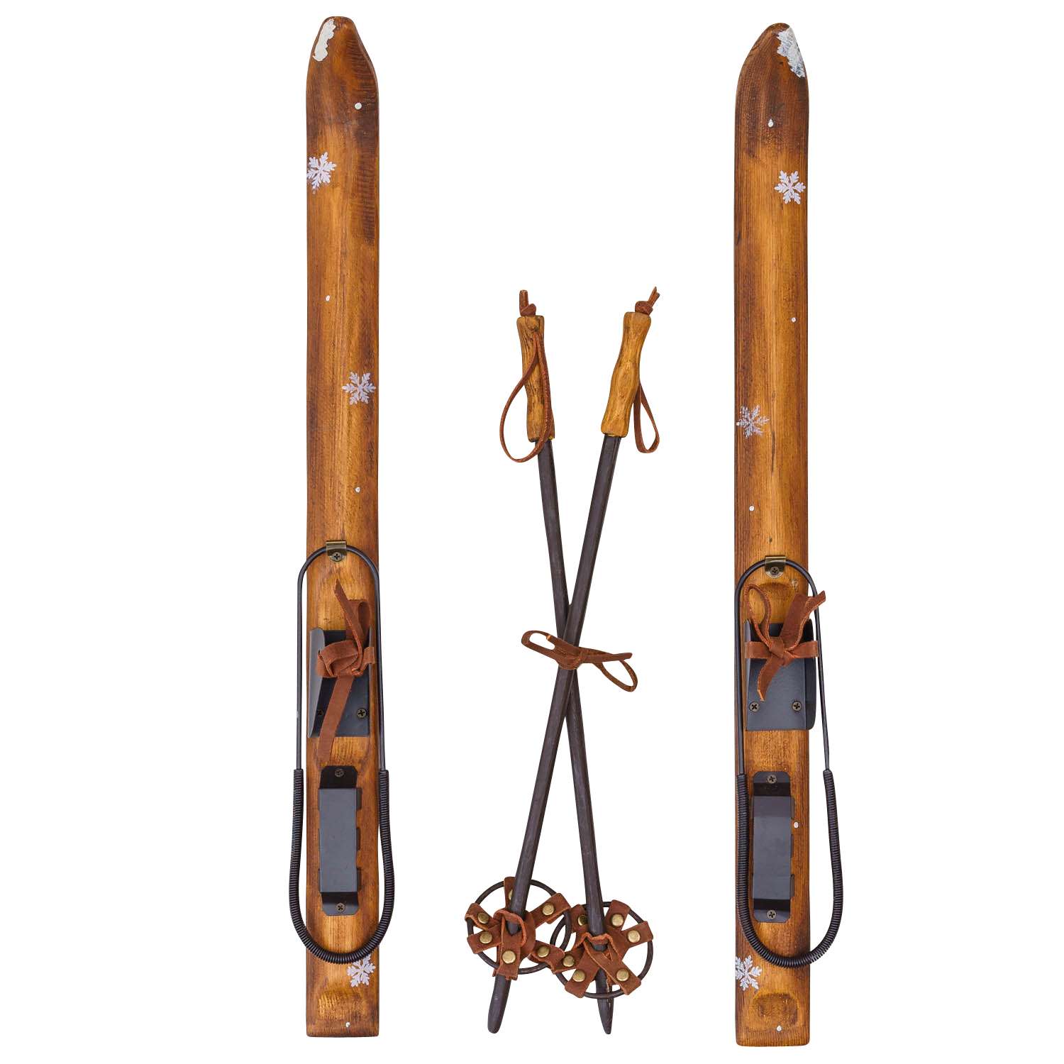 Behoren vat wenkbrauw Ski set houten ski met binding stokken sport winter decoratie 52cm antieke  stijl | Nederland