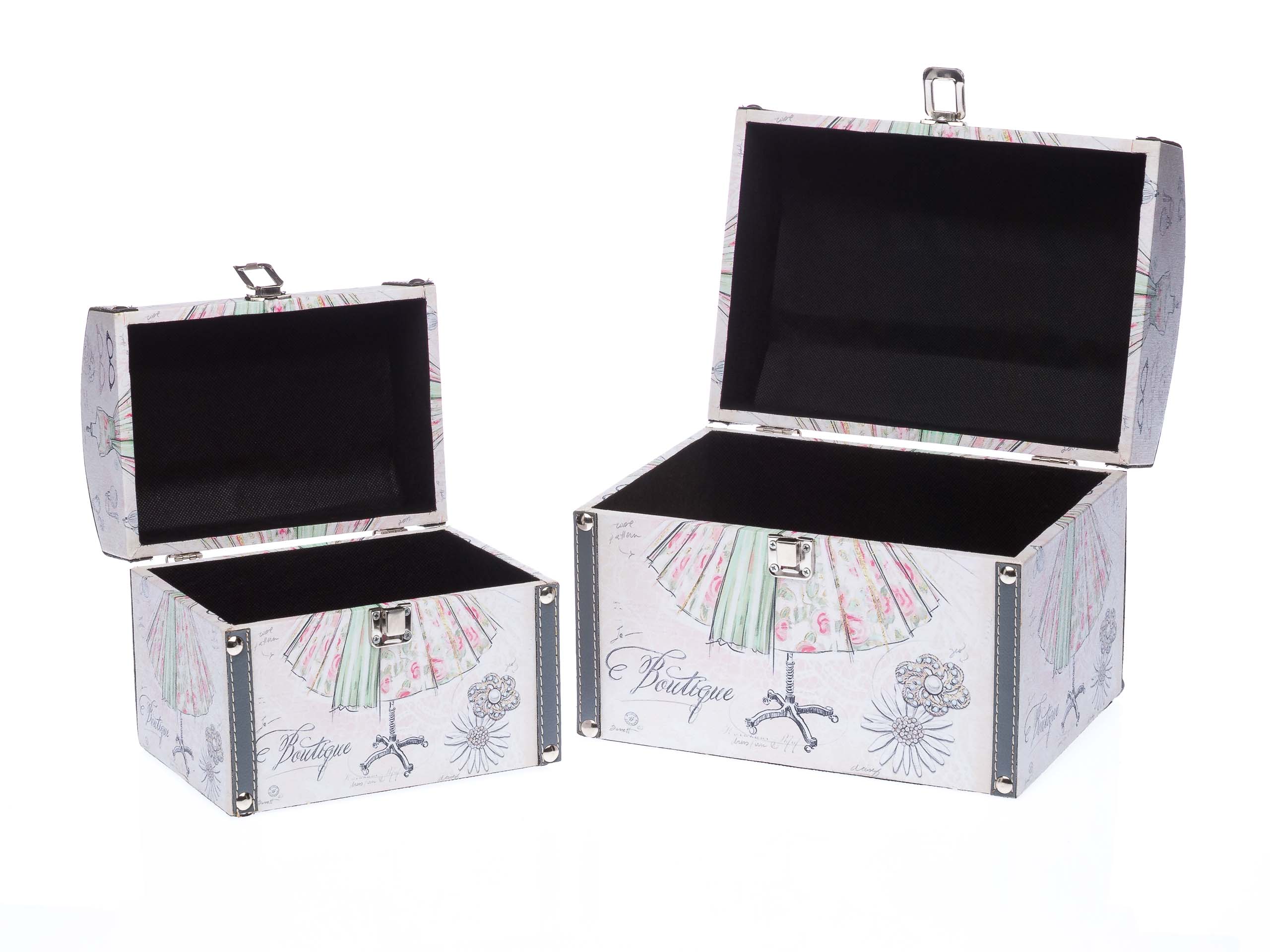 2x Beautycase Koffer Box Kiste antik Stil Holz Kosmetikbox Truhe Schatzkiste